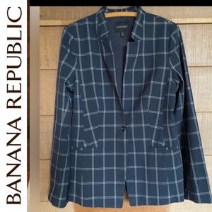 Banana Republic navy-blue checkered blazer, new without label